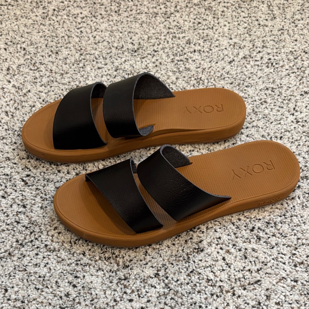 Roxy Black Slide Sandals, size 8.  Never worn.